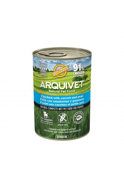 LATA JUNIOR Pollo/Zanahorias/Guisantes/Aceite de salmón 400gr.